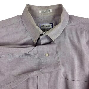 Yves Saint Laurent Mens Lavender Oxford Button Down Shirt 16.5 32-33 Vintage YSL